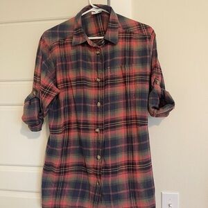 Columbia Plaid Button-Down Shirt in Pink and Blue